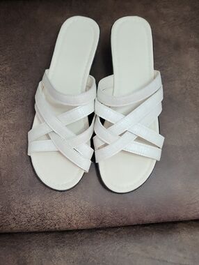 Women’s White Strappy Slide Sandals